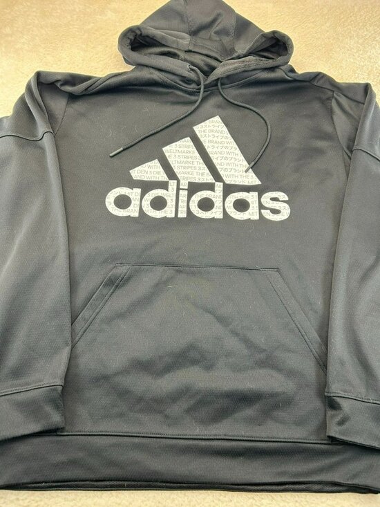 adidas Other - Adidas Mens Hoodie Black Size XL Polyester Graphic Logo Pullover